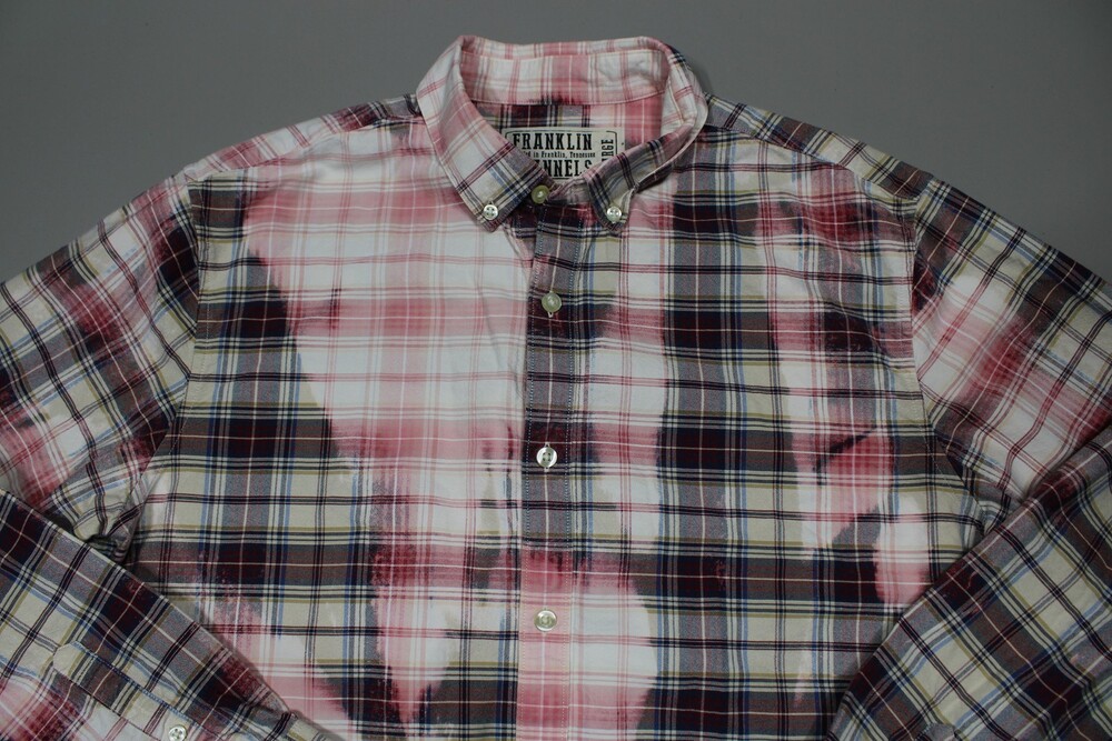 Franklin Flannels Shirt Mens Large Bleached Flannel Button Up Long Sleeve